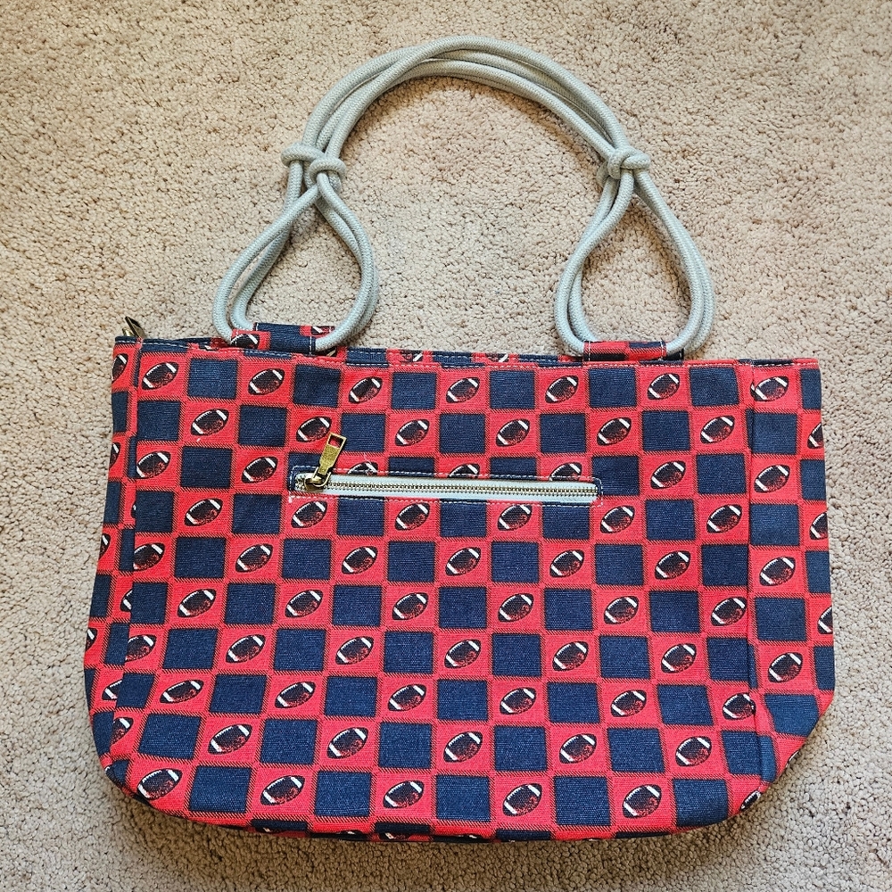 Farmhouse Is My Style Red Blue Football Bag Cotton Canvas Tote Bag Sports NFL